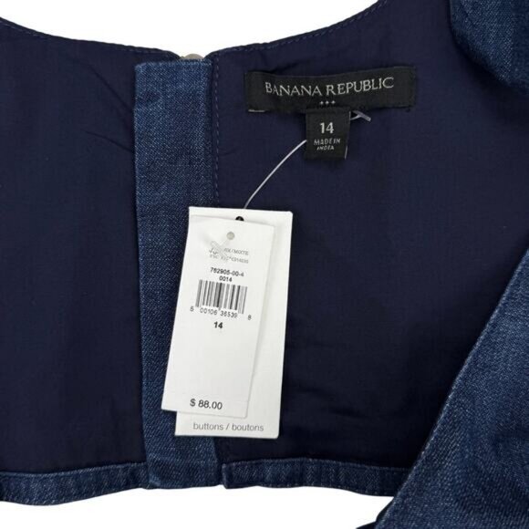 Banana Republic Denim Scoop Neck Corset In Dark Blue Womens Size 14 - Picture 5 of 6